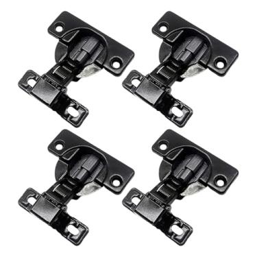 Imagem de IEUDNS 4 peças de dobradiças de porta com fechamento automático, dobradiças de armário, conector de braço curto, fixação resistente à ferrugem, substituição, Preto Brilhante