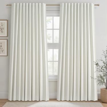 Imagem de Lindas cortinas blackout 178 cm de linho extra largo 227 cm de comprimento para sala de estar/porta de vidro deslizante, cortinas térmicas plissadas resistentes para inverno janela grande grossa (178