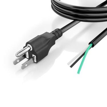 Imagem de Cabo de alimentação de substituição resistente de calibre 16 3 pinos 1,8 m 120V Pigtail para aparelho AC universal, plugue NEMA 5-15 US SJT 16AWG (1,8 m) (16 Gauge-1,8 m)