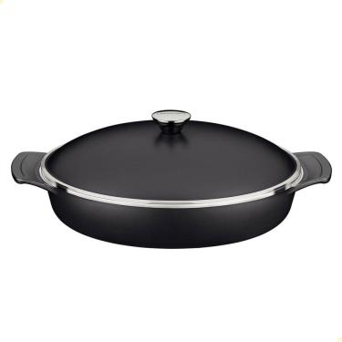 Imagem de Frigideira Tramontina Lyon Em Alumínio Revestimento Starflon Preto Com Tampa 32 cm 4,3L 20951032
