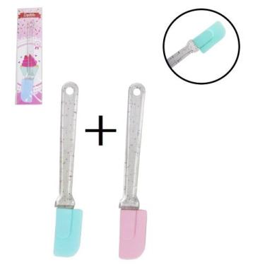 Imagem de Kit com 2 Espátula Pão Duro de Silicone Cabo Acrílico Glitter Linha Co