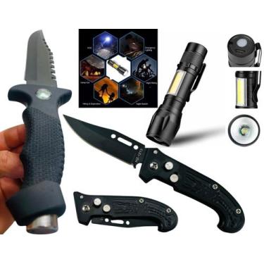 Imagem de Kit De Sobrevivência Completo Faca, Canivete e Lanterna - BMAX