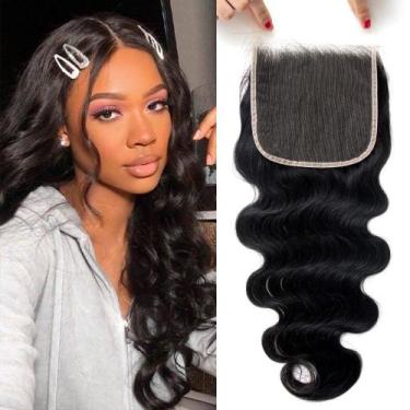 Imagem de Fecho de renda KRN 6X6 Body Wave, cabelo virgem brasileiro de 18 poleg