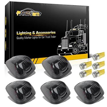 Imagem de Partsam 5 marcadores de cabine fumê + 5 luzes LED âmbar T10 compatível com E150 E250 E350 E450 F150 F250 F350 F450 F550 Super Duty com luz de cabine de estoque 1999-2016