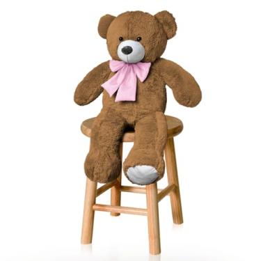 Imagem de ALEPLUSH - Urso De Pelúcia P 50cm Com Laço - Mel Com Rosa