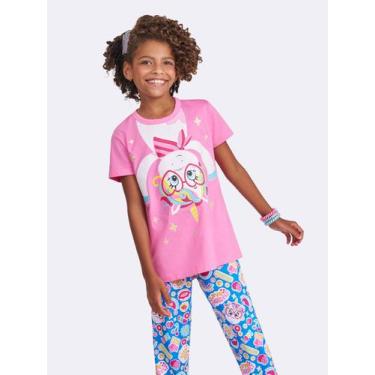 Imagem de Pijama Manga Curta com Calça Unicórnio Magic Stickers - Veggi, Rosa, 4