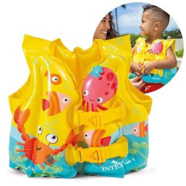 Imagem de Boia Colete Infantil Peixinhos Inflável Amarelo Intex