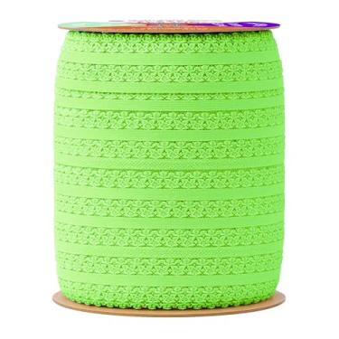 Imagem de Mandala Crafts Rolo de acabamento elástico macio de renda verde limão – fita picot elástica com babados de 14,5 m de largura para costura de lingerie, faixas de cabeça, roupas íntimas e artesanato