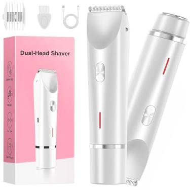 Imagem de Barbeador elétrico brilhante 2 em 1, aparador de biquíni portátil para mulheres, barbeador elétrico recarregável de cabeça dupla, IPX7 à prova d'água, uso molhado e seco, pernas e corpo, aparador de