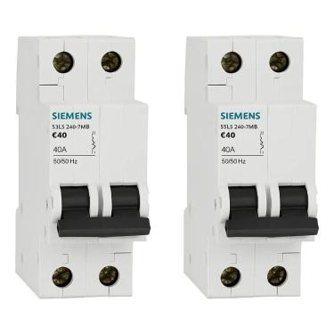 Imagem de Kit 2 Disjuntores Interruptor Bipolar 2P Curva B 10A Siemens