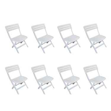 Imagem de Conjunto com 8 Cadeiras Dobravél Ripada Diamantina Branco