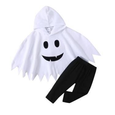 Imagem de Fantasia de Halloween Noubeau Ghost Cloak, blusa com capuz e calças de