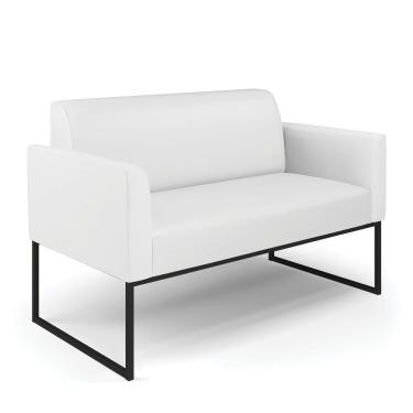 Imagem de Sofá Namoradeira Base Industrial Preto Marisa Corino D03 - D\'rossi Cor Branco