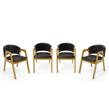 Imagem de Kit Com 4 Cadeiras Agatha Madeira Maciça Estofada Para Mesa De jantar