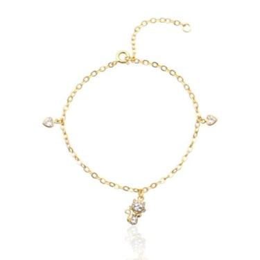 Imagem de Pulseira Feminina Gatinho Zircônias Banho Ouro 18k - Bela Sol Acessóri