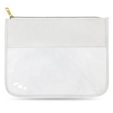 Imagem de Bolsa de maquiagem LOKFAR DIY Chenille Letter Clear Travel Pouch