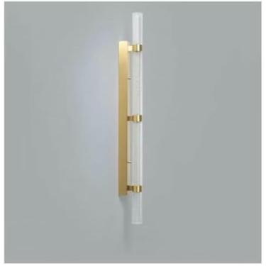 Imagem de WLHAZMWY Lâmpada de parede moderna minimalista de cristal de cobre - Arandelas LED de luxo para sala de estar, quarto, lâmpada de vila, corredores de hotéis (H66 cm, ouro)