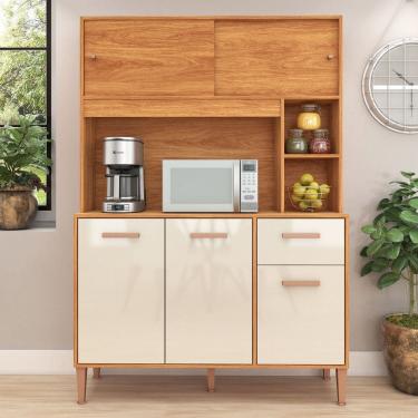 Imagem de Cozinha Compacta Pérola 5 Portas 1 Gaveta Cinamomo/Off White - Fellicci