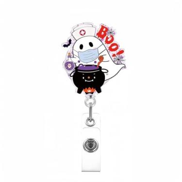 Imagem de Carretel de crachá de veneno WLGDLH com clipe de etiqueta de nome de identificação para enfermeira dector de Halloween porta-crachás de identificação retrátil acrílico jacaré para professor de