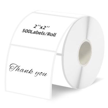 Imagem de Starboling Etiquetas térmicas quadradas brancas de 5 x 5 cm, etiquetas de impressora de adesivos térmicos autoadesivos para pequenas empresas, endereço, código de cores