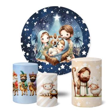 Imagem de Trio Capas Cilindro + Painel Festa Redondo 1,50m Natal (K1NAT108)