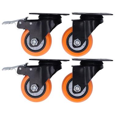 Imagem de Rodízios para serviços pesados ​​Roda 4pcs Rodízios giratórios de PVC com rolamento de esferas duplo Capacidade de carga de 800 libras Rodas de 3 polegadas para móveis Armários de