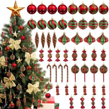 Imagem de 50 peças de enfeites de bola de Natal, conjunto de pirulito doce, decoração de Natal, pingentes de bola de bengalas brilhantes - verde doce