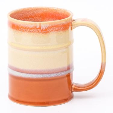 Imagem de masoline Canecas de cerveja, caneca de café grande de cerâmica de 623 g, xícaras grandes feitas à mão com alça grande para escritório e casa, lavável na lava-louças e no micro-ondas (laranja)