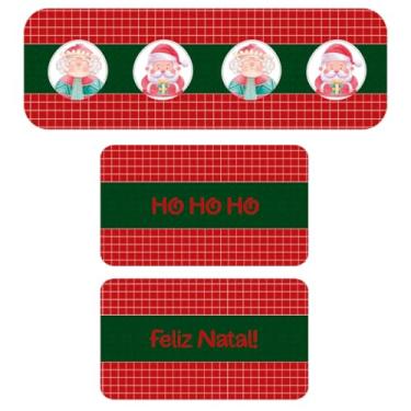 Imagem de Tapete de Cozinha Kit 3 peças Passadeira 95 X 34 cm, e dois tapetes 34 X 60 cm (Papai e Mamãe Noel Vermelho e Verde)
