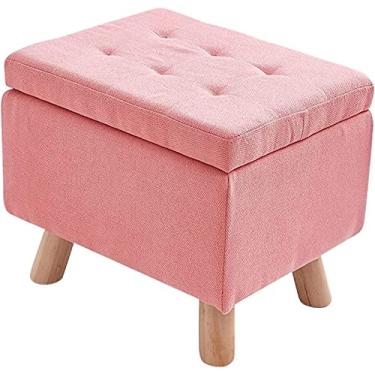 Imagem de Banqueta para os pés, confortável, de veludo, pequeno, banquinho portátil de mesa para sofá doméstico com 4 pernas de madeira fortes e duráveis, cadeira de decoração de casa de cor opcional