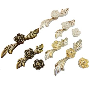 Imagem de CXYFQUUK Puxadores de móveis para armários de cozinha maçanetas de gaveta de porta guarda-roupa armário cômoda mesa puxadores 2 peças (puxador branco dourado)