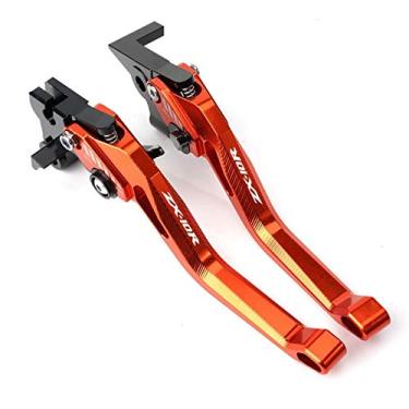 Imagem de XLYJ Logotipo da alavanca da embreagem do freio da motocicleta ZX-10R para Kawasaki ZX10R ZX 10R 2006-2015 alavancas de guidão de motocicleta alavancas de freio de mão ajustáveis alavancas de