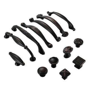 Imagem de Puxadores de armário de bronze preto liga de zinco sólido puxadores de gaveta puxadores de gaveta ferragens de móveis 2 peças (610 orifício único)