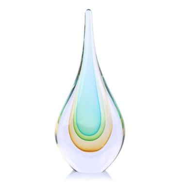 Imagem de Escultura de 23 cm de altura, decoração de vidro soprado à mão, peso de papel para mesa de escritório, estatuetas modernas de arte em vidro mediterrâneo, decoração de casa de praia mediterrânea