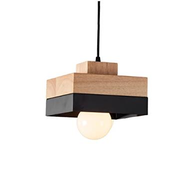 Imagem de Luminária pendente de sala de jantar vintage japonesa, luminária decorativa de cabeceira de cabeça única moderna, mesa de jantar ajustável em altura acima de lustres de madeira