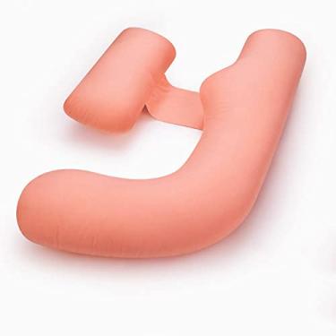 Imagem de Travesseiro de gravidez Travesseiro de maternidade para mulheres grávidas Travesseiro em forma de H com travesseiro corporal substituível lavável (Cor: Laranja)