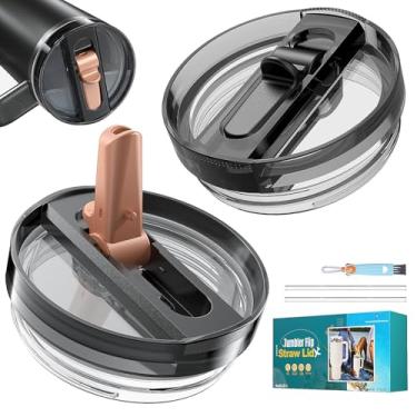 Imagem de Tampa de copo de 1,134 g para Stanley, substituição de tampa superior com palha, à prova de derramamento e sem BPA - 2 unidades