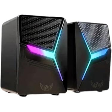 Imagem de Caixa de Som RGB com Bluetooth, Entrada P2 e USB – Alto-Falante para PC, Notebook e Gamer – Som Estéreo com Iluminação LED