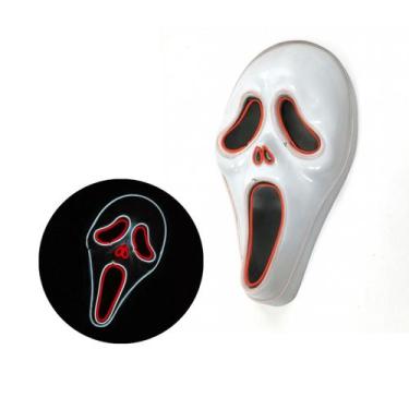 Imagem de Máscara Pânico Fantasma Ghostface Led Neon Halloween Festa - MHR