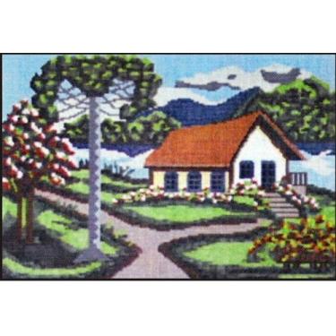 Imagem de Kit De Bordar Em Talagarça Completo: Tela Pintada + Lã + Agulha  +  Ma