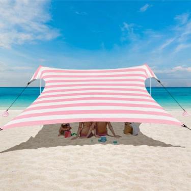 Imagem de Tenda de praia Canopy BEW 3x3 m UPF 50+ com proteção UV rosa
