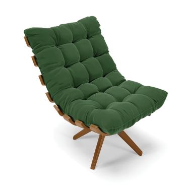 Imagem de Poltrona Giratória Costela Suede Verde Base de Madeira MA30 M11 - D'Rossi