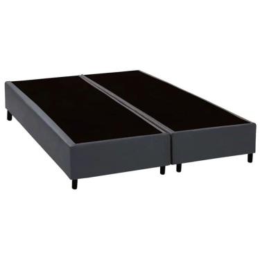 Imagem de Base Cama Box Casal Bipartido Cinza Sintetico 40x138x188 - Santo Box FR