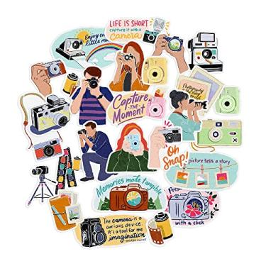 Imagem de Navy Peony Chic Camera Photography Stickers (27 Pieces) | Waterproof Decals for Photographers, Traveler, Scrapbook, Photo Album