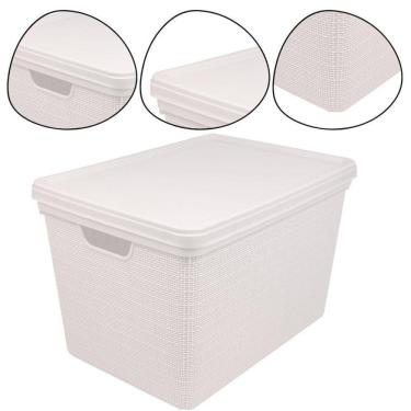 Imagem de Caixa Organizadora Juta 22 Litros Com Tampa Jaguar Cor Bege