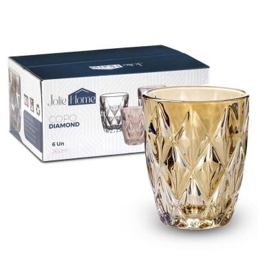 Imagem de Jogo De Copos Baixos Com 6Un Diamond 260Ml Cor Dourado Amber