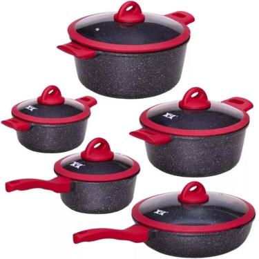 Imagem de Conjunto Panelas Versáteis E Estilosas Cor Preta Vermelho