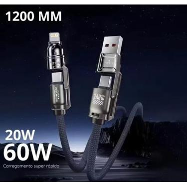 Imagem de Cabo 4 em 1 Kapbom KA3592 60W 20W Turbo USBC Lightning 1.2M