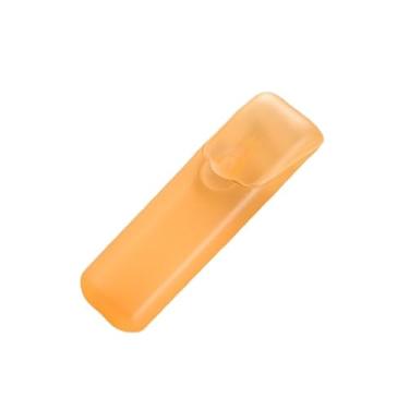 Imagem de 1 caixa de armazenamento de palito e fio dental portátil organizador de viagem compacto tamanho de bolso capa com tampa de encaixe para palitos de dente fio dental cotonetes de algodão, laranja