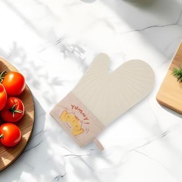 Imagem de Generic 1 peça de luvas de forno design feixe de sol luva de forno padrão gatinho lavagem à mão apenas pano de algodão de silicone amarelo 32 x 19 cm